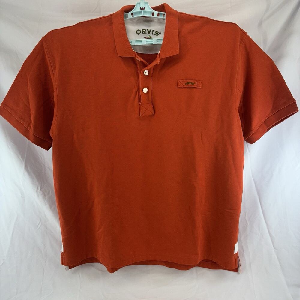 Orvis Polo Shirt Mens 2XL (unmarked) Orange Stretch Casual